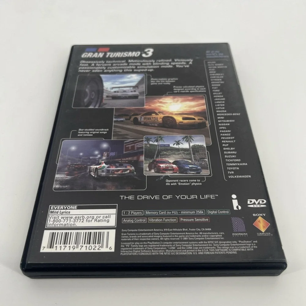 Gran Turismo 3 A-spec PS2 PlayStation 2 Black Label Tested No Manual